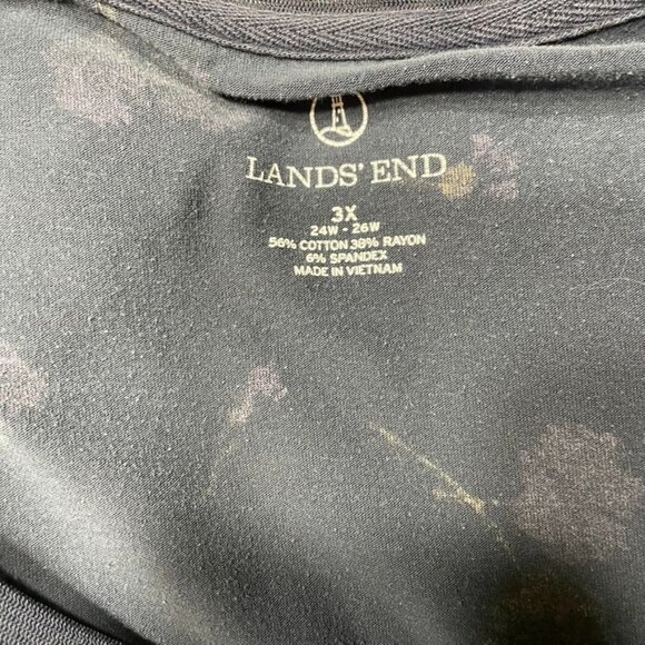Lands End Womens Soft Floral Blouse Plus Size 3x Scoop Neck Blue u - Picture 5 of 5
